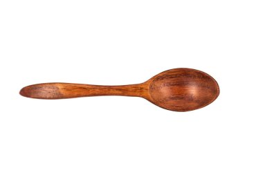 Boş tahta kaşıkları beyaz arkaplanda izole et, kapat