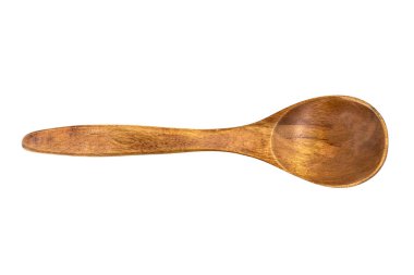 Boş tahta kaşıkları beyaz arkaplanda izole et, kapat