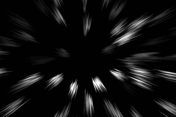 Linhas Brancas Bokeh Fundo Preto Textura Borrão Movimento Velocidade Luz — Fotografia de Stock