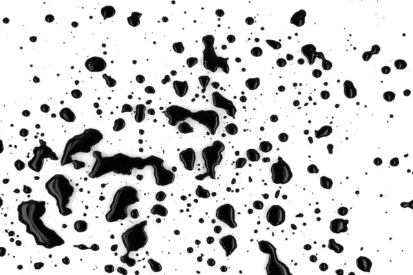 Drops Black Paint Splattered White Background Texture — Stock Photo, Image