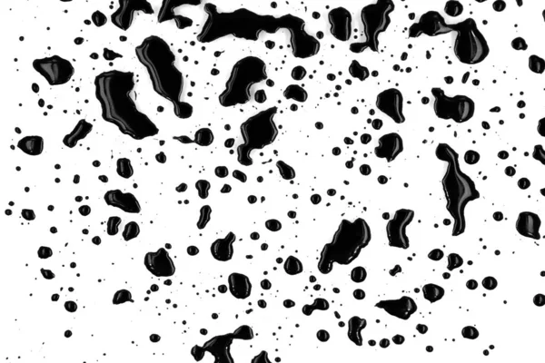Druppels Zwarte Verf Spatten Een Witte Achtergrond Textuur — Stockfoto