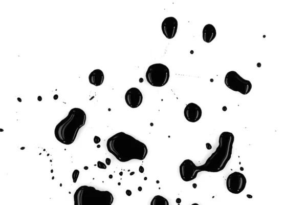 Drops Black Paint Splattered White Background Texture — Stock Photo, Image