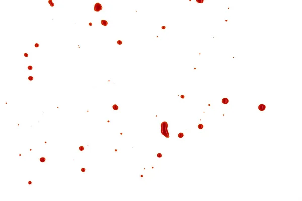 Červená Krev Postříkané Bílém Pozadí Textura — Stock fotografie