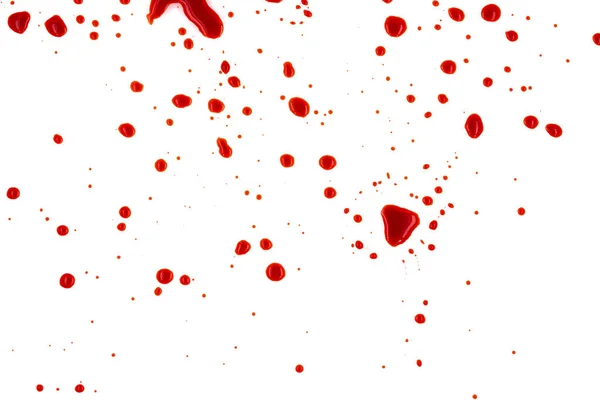 Červená Krev Postříkané Bílém Pozadí Textura — Stock fotografie