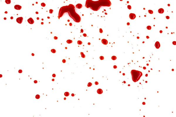 Sangre Roja Salpicada Sobre Fondo Blanco Textura —  Fotos de Stock