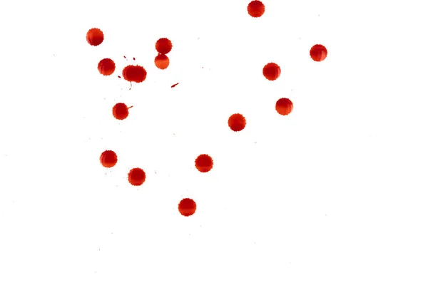 Manchas Rojas Gota Sangre Sobre Fondo Blanco —  Fotos de Stock