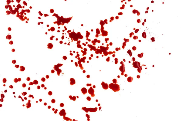 白地に血が落ちる赤い斑点 — ストック写真