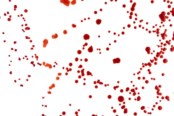 Rode Vlekken Van Bloeddruppel Witte Achtergrond — Stockfoto