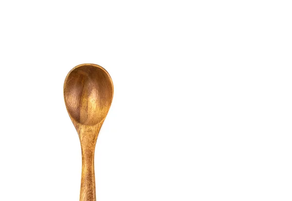 空的木制勺子 白色背景隔离 — 图库照片