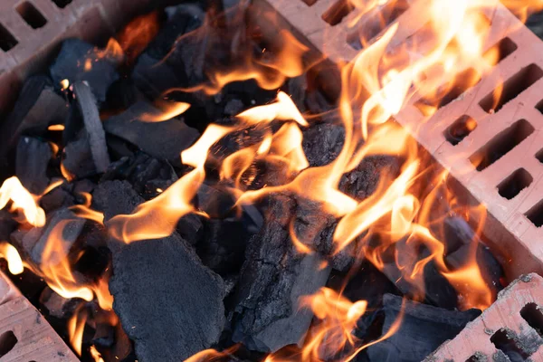 Brennende Kohlen Hintergrund Textur — Stockfoto
