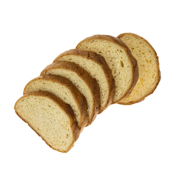 Pão Sanduíche Fatiado Isolado Fundo Branco — Fotografia de Stock