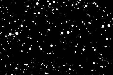 Siyah zemin üzerinde kaotik beyaz boke, ışık lekeleri dokusu, soyutlama, düşen kar, yıldız gökyüzü, parlak ışık dokusu parlaklığı