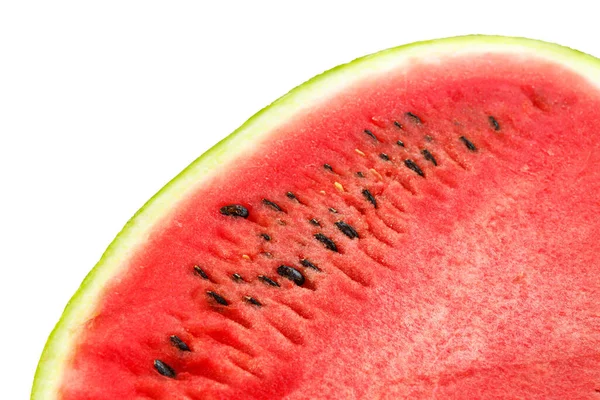Bit Mogen Röd Vattenmelon Isolat Vit Bakgrund — Stockfoto