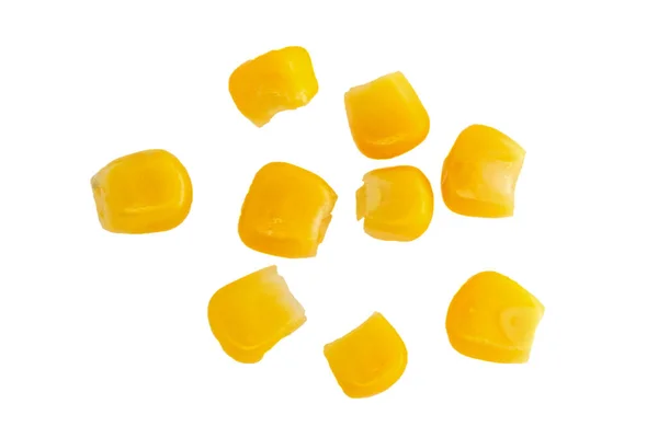 Yellow Corn Seeds Isolated White Background Close Macro — Stock Photo, Image