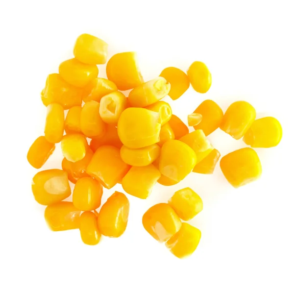 Gelbe Maiskörner Isoliert Auf Weißem Hintergrund Nahaufnahme Makro — Stockfoto