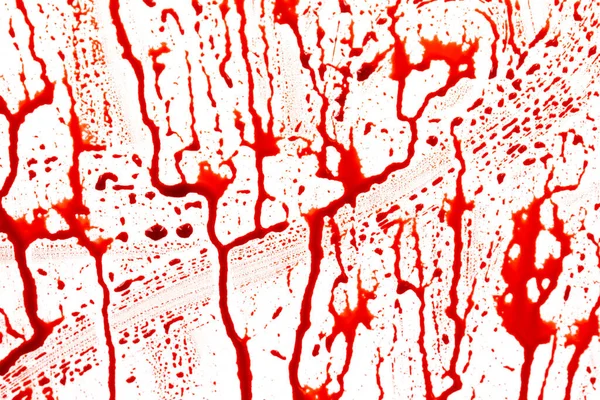 Salpicaduras Sangrientas Gotas Sobre Fondo Blanco Goteo Siguiente Sangre Roja — Foto de Stock