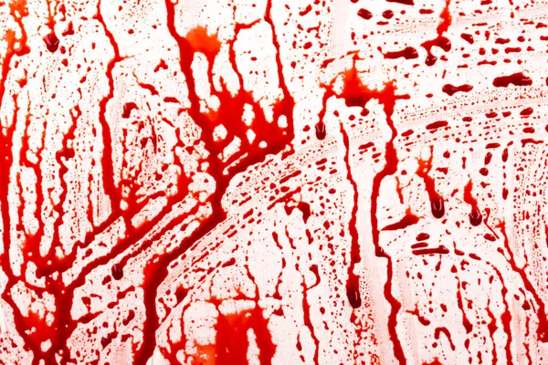 Bloody Splashes Drops White Background Dripping Red Blood Paint — Stock Photo, Image