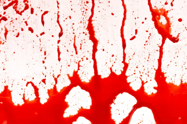 Криваві Бризки Краплі Білому Тлі Падіння Наступна Червона Кров Фарба — стокове фото
