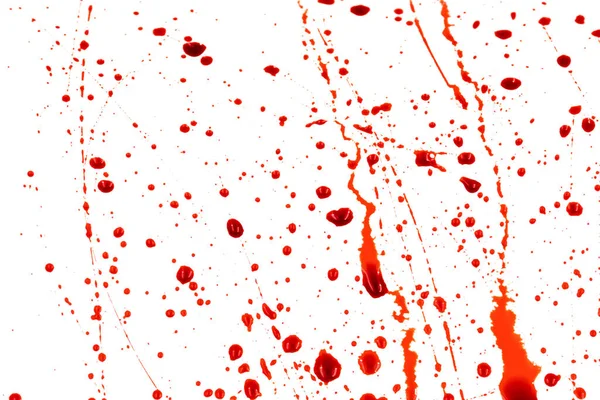 Blutige Spritzer Und Tropfen Auf Weißem Hintergrund Tropfendes Und Folgendes — Stockfoto