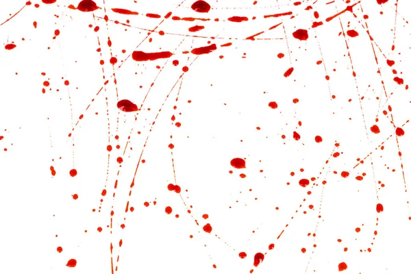 血淋淋的水花落在白色的背景上 滴血和跟随红血 — 图库照片