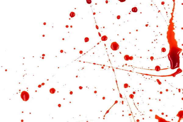Bloederige Spatten Druppels Een Witte Achtergrond Druipend Volgend Rood Bloed — Stockfoto