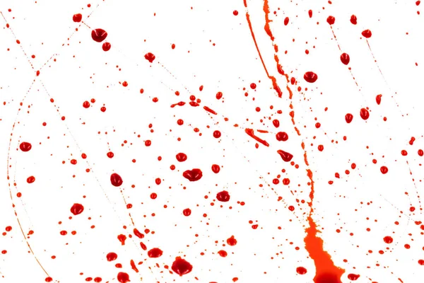 Bloody Splashes Drops White Background Dripping Red Blood Paint — Stock Photo, Image