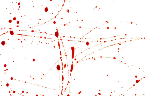 Bloody Splashes Drops White Background Dripping Red Blood Paint — Stock Photo, Image