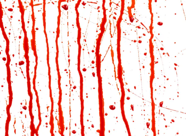 Крапля Крові Ізольована Білому Тлі Тече Червона Кров Бризкає Краплі — стокове фото