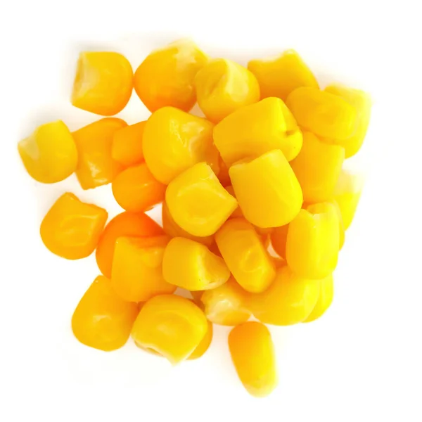 Sementes Milho Naturais Amarelas Isoladas Fundo Branco Macro — Fotografia de Stock