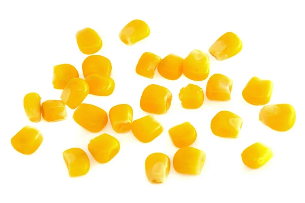 Semillas Maíz Amarillas Naturales Aisladas Sobre Fondo Blanco Macro —  Fotos de Stock
