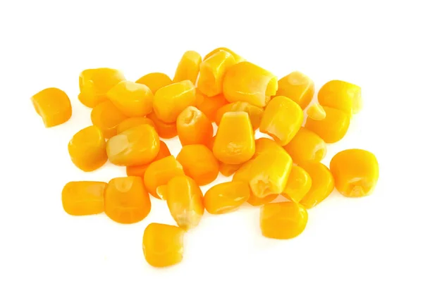 Yellow Natural Corn Seeds Isolated White Background Macro — Stock Photo, Image