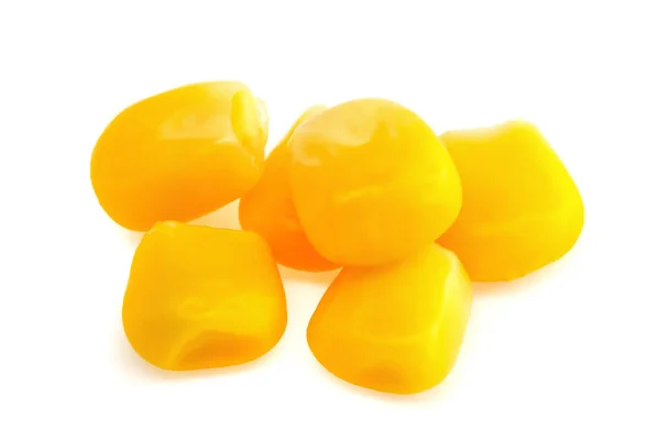 Semillas Maíz Amarillas Naturales Aisladas Sobre Fondo Blanco Macro — Foto de Stock