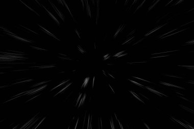 Siyah arkaplan üzerindeki Bokeh beyaz çizgileri, soyut hız ışık hareketi bulanık dokusu, yıldız parçacığı veya uzay yolculuğu, siyah ve beyaz ekstrüzyon etkisi