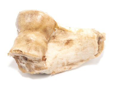 Beyaz arka planda izole edilmiş hayvan kemikleri. Arta kalan yemekleri yakın plan yapın.