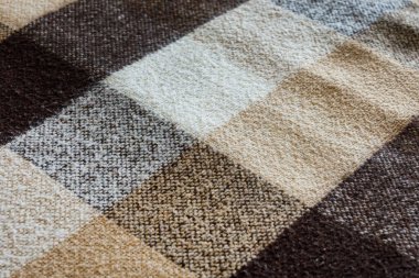 Kahverengi yün ekose kumaş dokusu. tartan dokusu