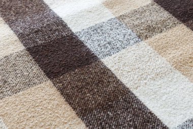 Kahverengi yün ekose kumaş dokusu. tartan dokusu