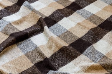 Kahverengi yün ekose kumaş dokusu. tartan dokusu