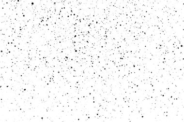 İzole edilmiş beyaz arka planda kaotik siyah yıldız bokeh. Düşen bulanık kar örtüsü, yıldızlı gökyüzü. Beyaz arka planda siyah noktalar, siyah damlalar ve lekeler. soyutlama