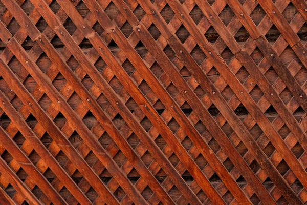 Tessitura Fondo Reticolo Legno Marrone Recinzione Legno Modello Croce Attraversare — Foto Stock