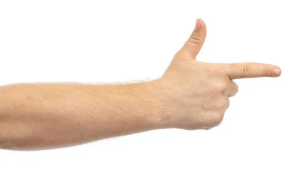 Mężczyzna Ręce Pokazać Gest Izolat Białym Tle — Zdjęcie stockowe