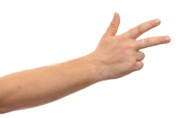 Mãos Masculinas Mostram Gesto Isolado Fundo Branco — Fotografia de Stock