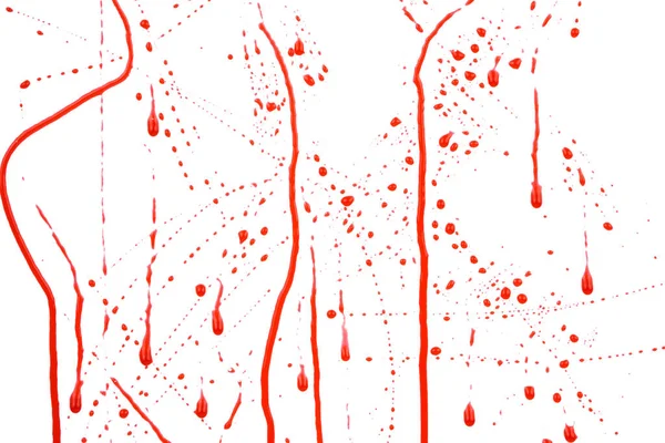 Bloody Splashes Drops White Background Dripping Red Blood — Stock Photo, Image