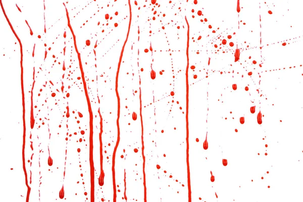 Krvavé Cákance Kapky Bílém Pozadí Kapající Následující Červená Krev — Stock fotografie