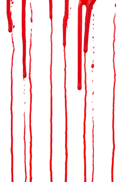 Sângele Picură Izolat Fundal Alb Sângele Roșu Curge Stropi Picături — Fotografie, imagine de stoc