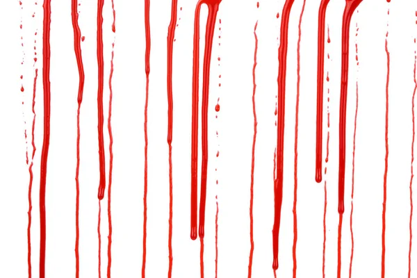 Goteando Sangre Aislada Sobre Fondo Blanco Flujo Salpicaduras Sangre Roja — Foto de Stock