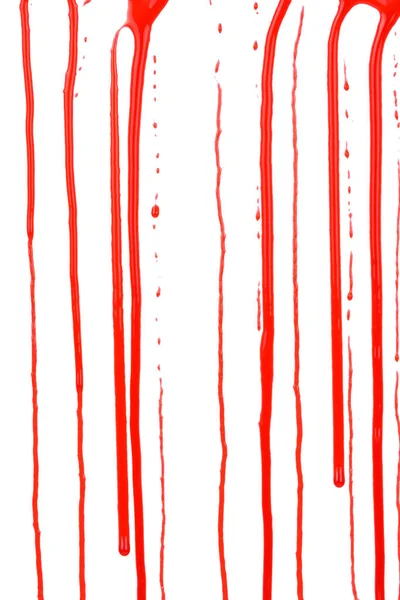 Beyaz Arka Planda Izole Edilmiş Kan Damlıyor Akan Kırmızı Kan — Stok fotoğraf
