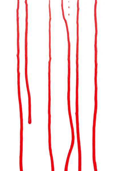 Tropfendes Blut Isoliert Auf Weißem Hintergrund Fließende Rote Blutspritzer Tropfen — Stockfoto
