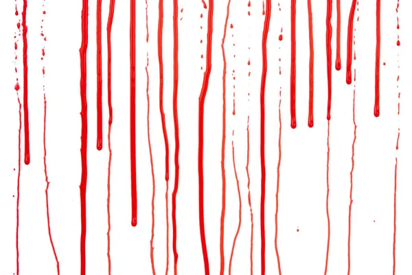 Dripping Blood Isolated White Background Flowing Red Blood Splashes Drops — Stock Photo, Image