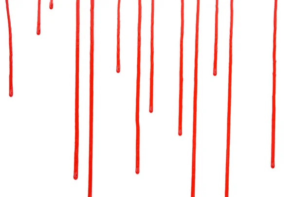 Dripping Blood Isolated White Background Flowing Red Blood Splashes Drops — Stock Photo, Image