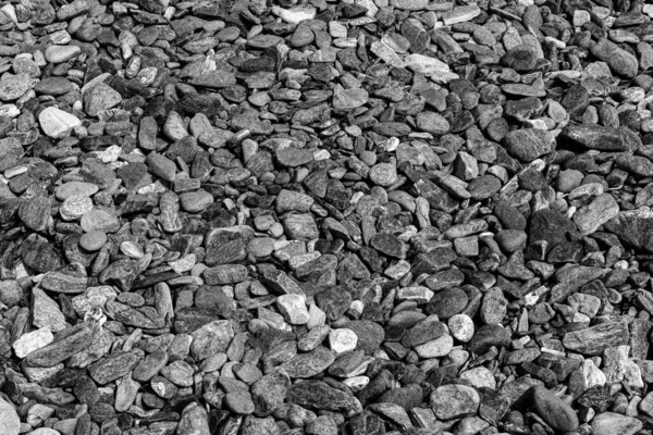 Preto Pequeno Estrada Pedra Fundo Seixos Cascalho Escuro Pedra Textura — Fotografia de Stock